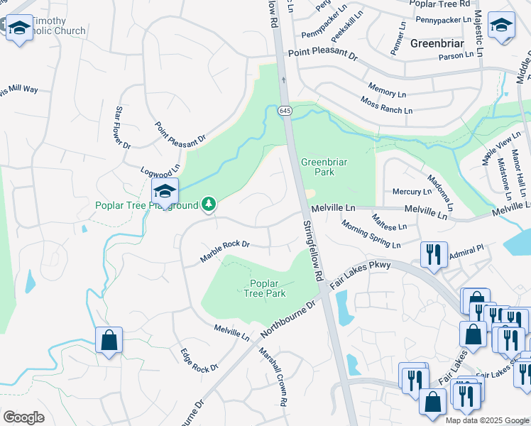 map of restaurants, bars, coffee shops, grocery stores, and more near 4631 Sand Rock Lane in Chantilly