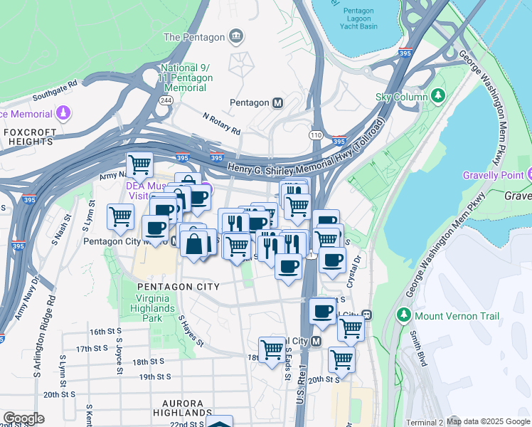 map of restaurants, bars, coffee shops, grocery stores, and more near in Alexandria