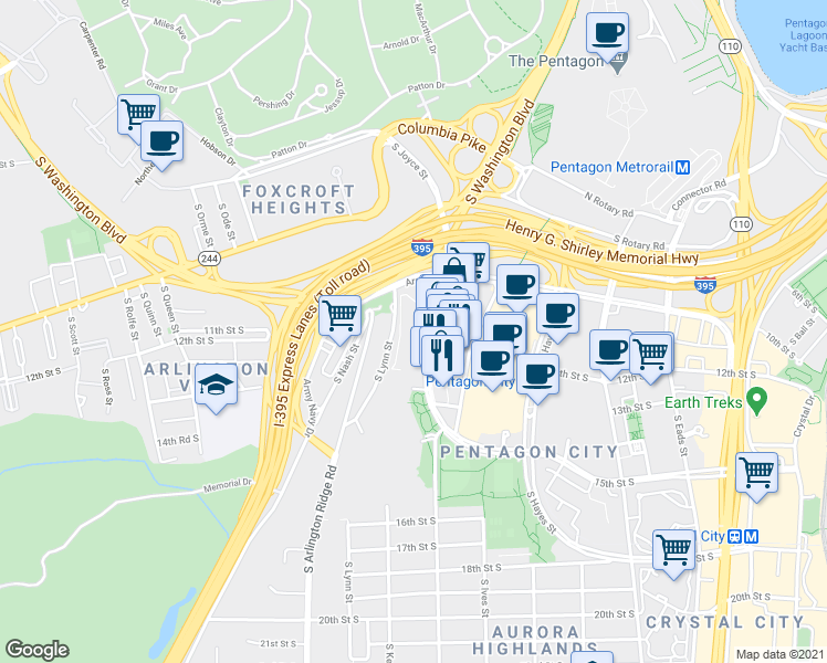 map of restaurants, bars, coffee shops, grocery stores, and more near 101 Independence Avenue Southeast in Washington