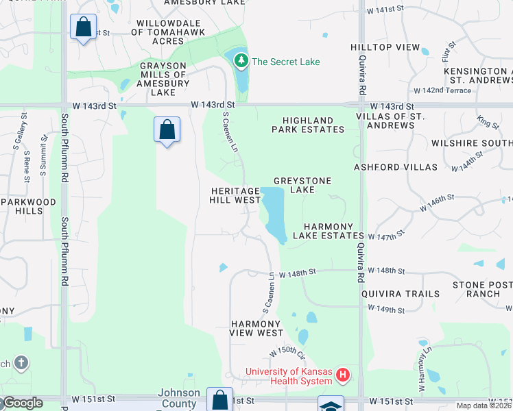map of restaurants, bars, coffee shops, grocery stores, and more near 14670 South Caenen Lane in Olathe