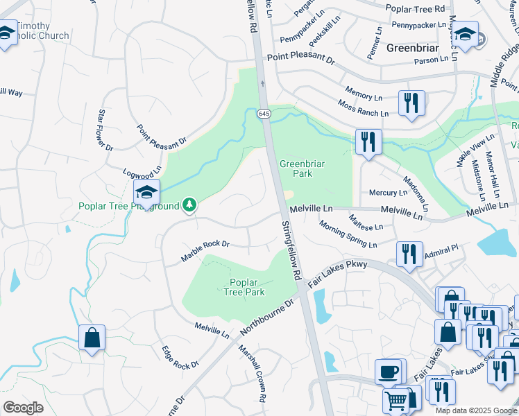 map of restaurants, bars, coffee shops, grocery stores, and more near 4623 Sand Rock Lane in Chantilly