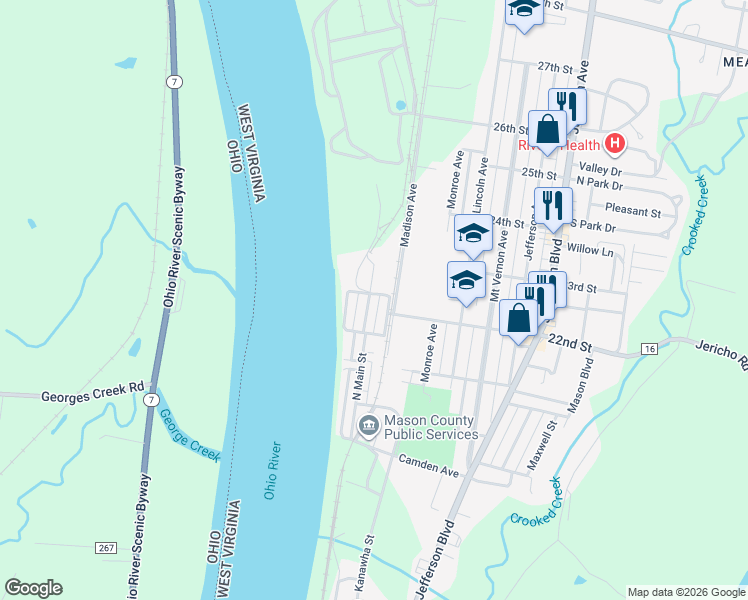 map of restaurants, bars, coffee shops, grocery stores, and more near 2302-2336 N Main St in Point Pleasant