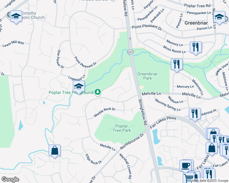 map of restaurants, bars, coffee shops, grocery stores, and more near 13413 Sand Rock Court in Chantilly