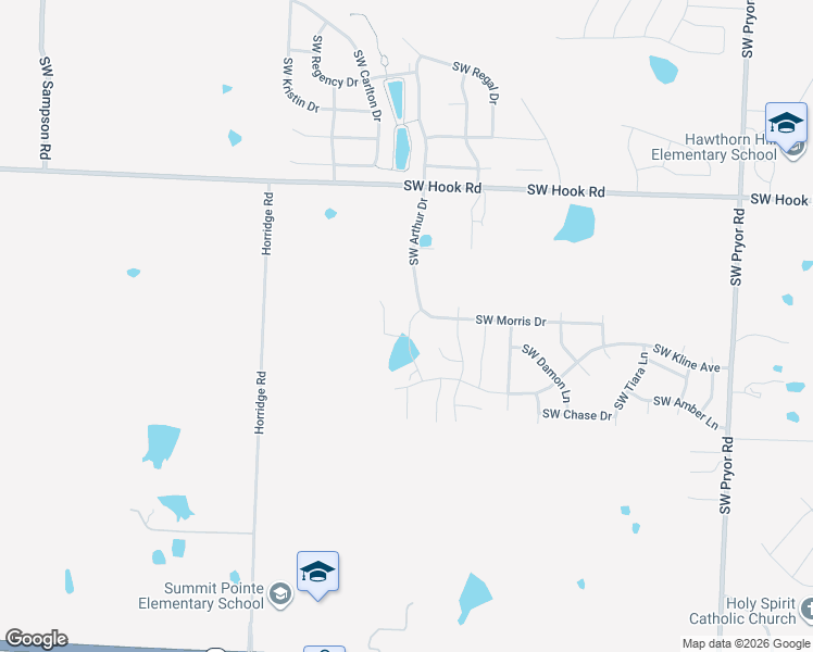 map of restaurants, bars, coffee shops, grocery stores, and more near 2353 Southwest Morris Drive in Lee's Summit