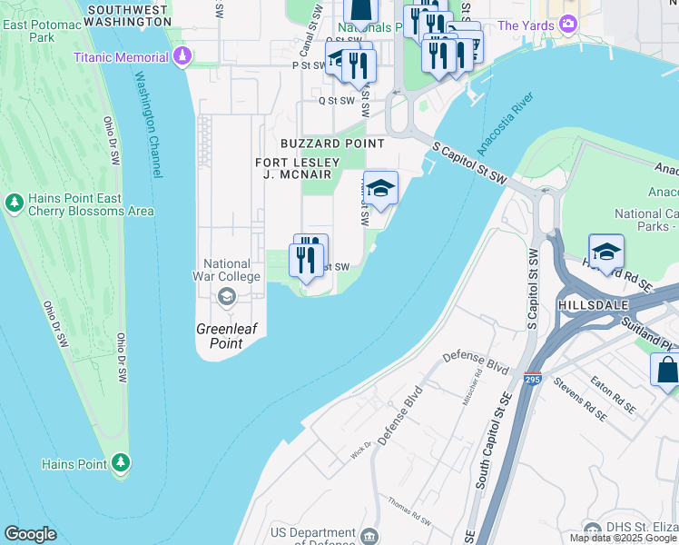 map of restaurants, bars, coffee shops, grocery stores, and more near 101 Independence Avenue Southeast in Washington