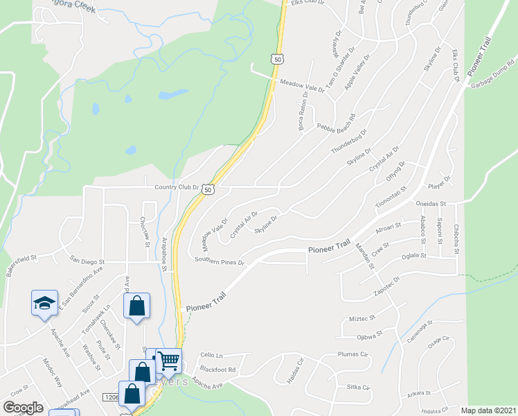 map of restaurants, bars, coffee shops, grocery stores, and more near 1830 Crystal Air Drive in South Lake Tahoe