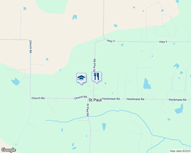 map of restaurants, bars, coffee shops, grocery stores, and more near 2370 Saint Paul Road in Saint Paul
