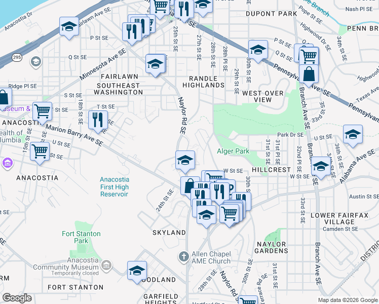 map of restaurants, bars, coffee shops, grocery stores, and more near 101 Independence Avenue Southeast in Washington