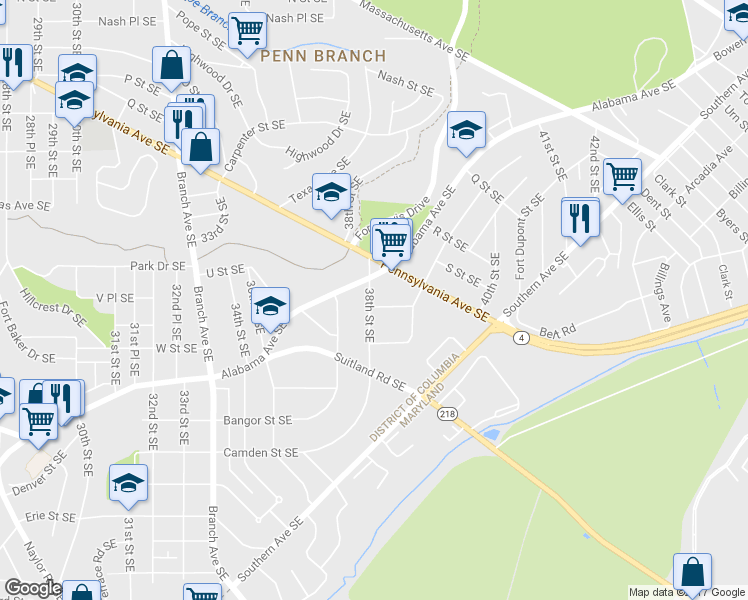 map of restaurants, bars, coffee shops, grocery stores, and more near 101 Independence Avenue Southeast in Washington
