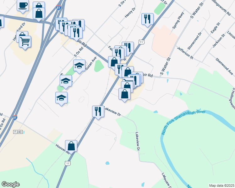 map of restaurants, bars, coffee shops, grocery stores, and more near 1045 South Main Street in Woodstock