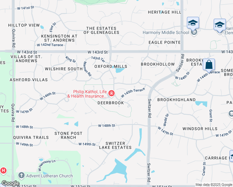 map of restaurants, bars, coffee shops, grocery stores, and more near 14504 Bluejacket Street in Overland Park