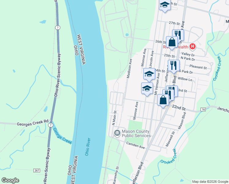 map of restaurants, bars, coffee shops, grocery stores, and more near 2299 Shore Street in Point Pleasant