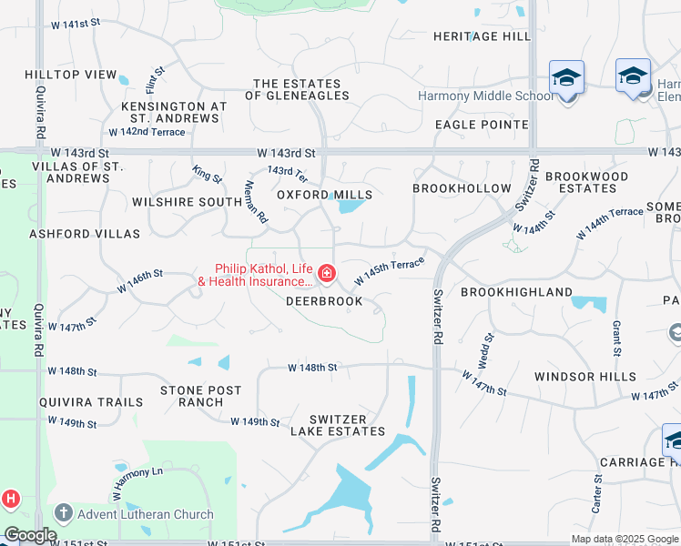 map of restaurants, bars, coffee shops, grocery stores, and more near 14504 Bluejacket Street in Overland Park