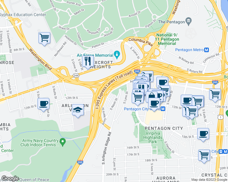 map of restaurants, bars, coffee shops, grocery stores, and more near 101 Independence Avenue Southeast in Washington