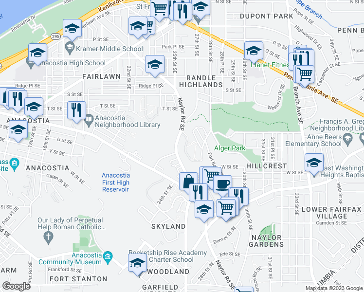 map of restaurants, bars, coffee shops, grocery stores, and more near 101 Independence Avenue Southeast in Washington