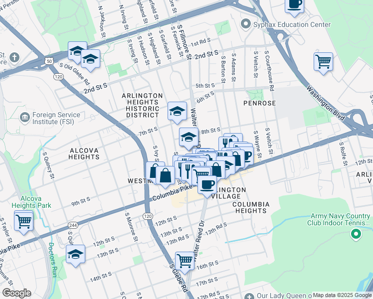 map of restaurants, bars, coffee shops, grocery stores, and more near 101 Independence Avenue Southeast in Washington