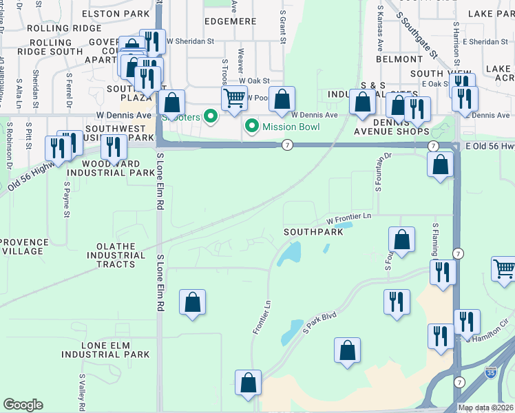 map of restaurants, bars, coffee shops, grocery stores, and more near 13825 College Boulevard in Shawnee Mission