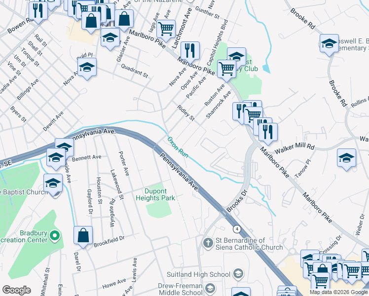 map of restaurants, bars, coffee shops, grocery stores, and more near 101 Independence Avenue Southeast in Washington