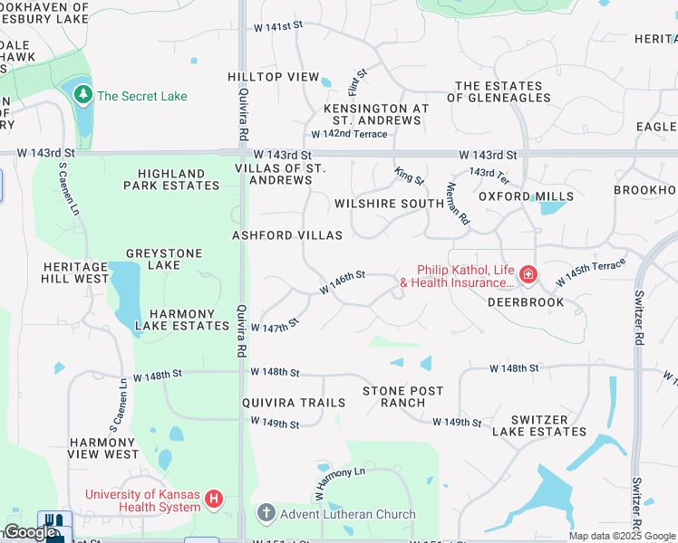 map of restaurants, bars, coffee shops, grocery stores, and more near 11476 West 146th Street in Olathe