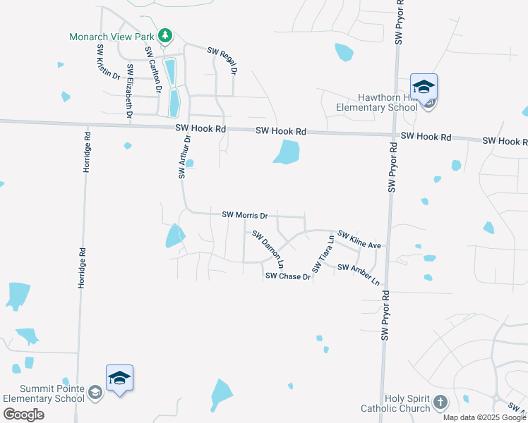 map of restaurants, bars, coffee shops, grocery stores, and more near 2228 Southwest Morris Drive in Lee's Summit