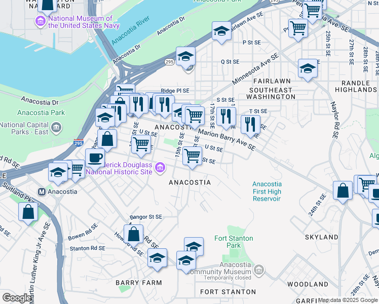 map of restaurants, bars, coffee shops, grocery stores, and more near 101 Independence Avenue Southeast in Washington