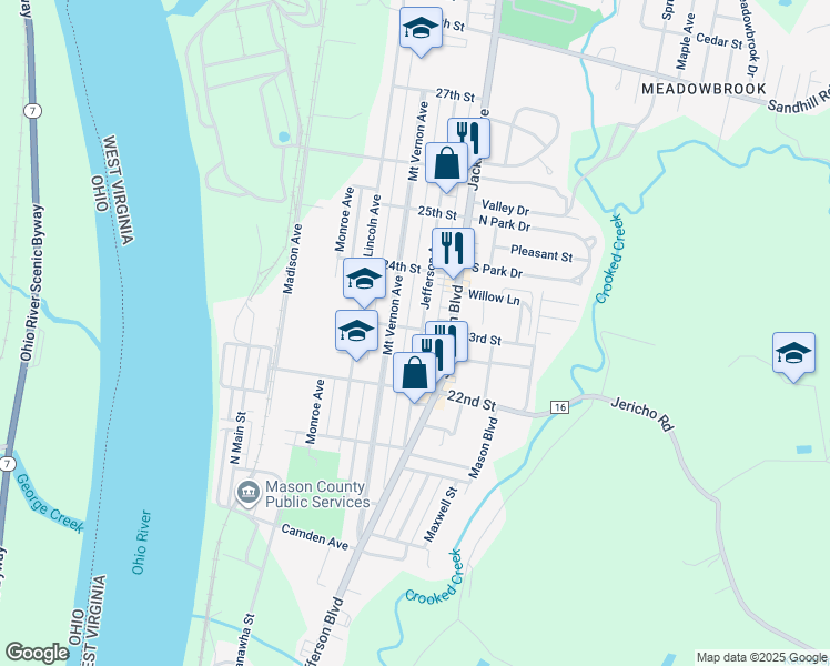 map of restaurants, bars, coffee shops, grocery stores, and more near 2229 23rd St in Point Pleasant
