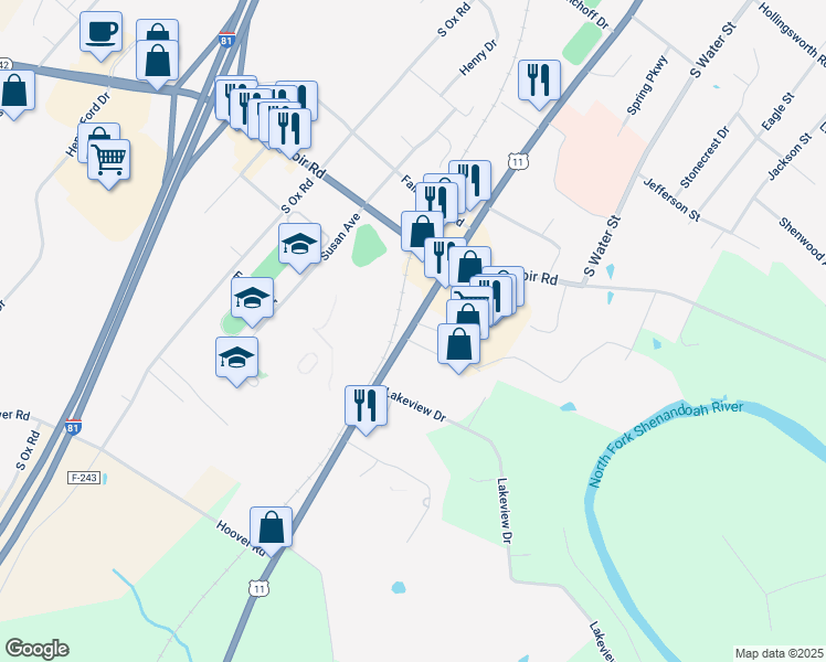 map of restaurants, bars, coffee shops, grocery stores, and more near 1045 South Main Street in Woodstock