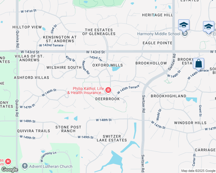 map of restaurants, bars, coffee shops, grocery stores, and more near 14504 Bluejacket Street in Overland Park