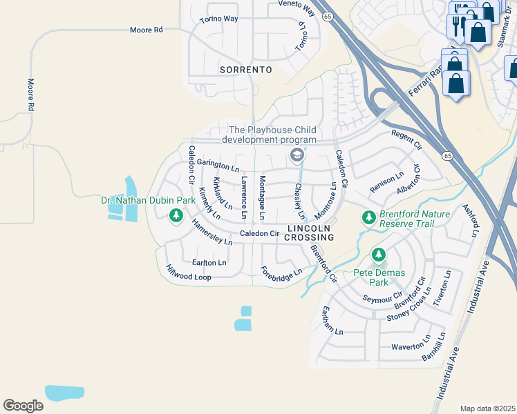 map of restaurants, bars, coffee shops, grocery stores, and more near 1114 Montague Lane in Lincoln