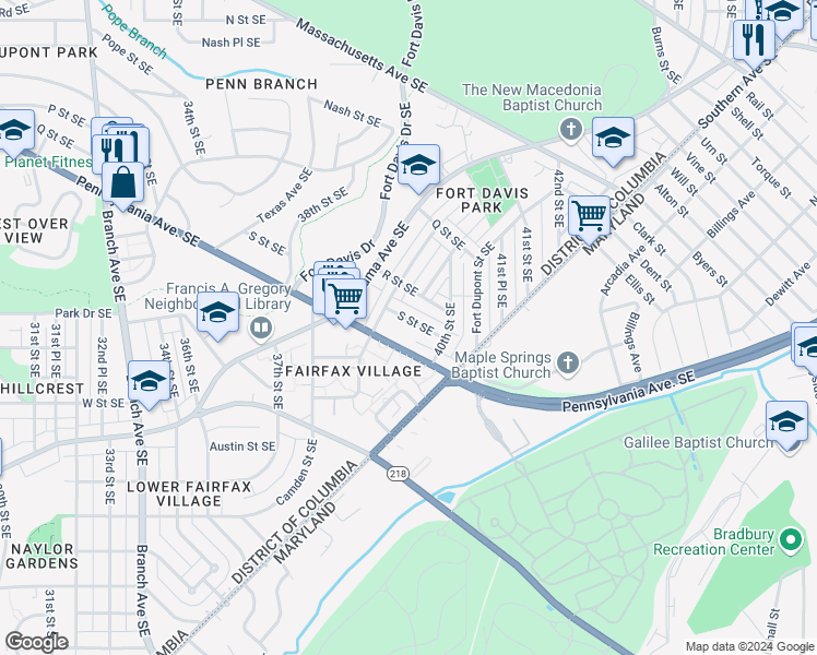 map of restaurants, bars, coffee shops, grocery stores, and more near 101 Independence Avenue Southeast in Washington