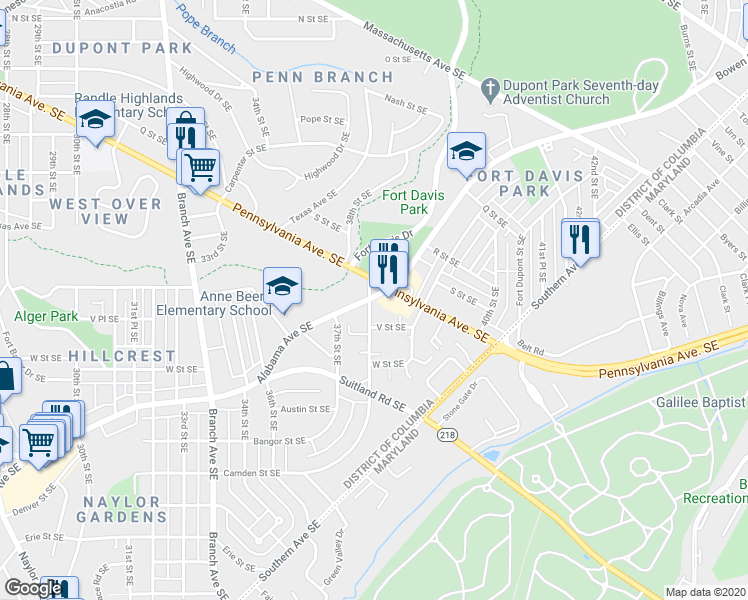 map of restaurants, bars, coffee shops, grocery stores, and more near 101 Independence Avenue Southeast in Washington