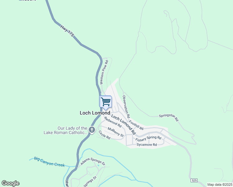 map of restaurants, bars, coffee shops, grocery stores, and more near 12266 Black Oak Drive in Loch Lomond