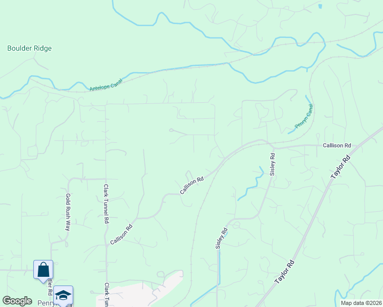 map of restaurants, bars, coffee shops, grocery stores, and more near 7534 Ridgeview Lane in Penryn