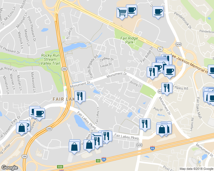 map of restaurants, bars, coffee shops, grocery stores, and more near 4265 Fox Lake Drive in Fairfax