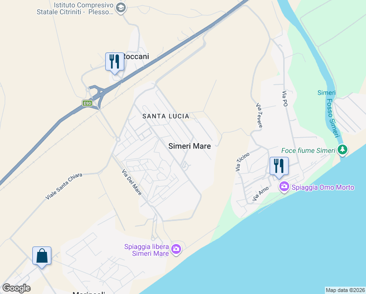 map of restaurants, bars, coffee shops, grocery stores, and more near in Simeri Mare