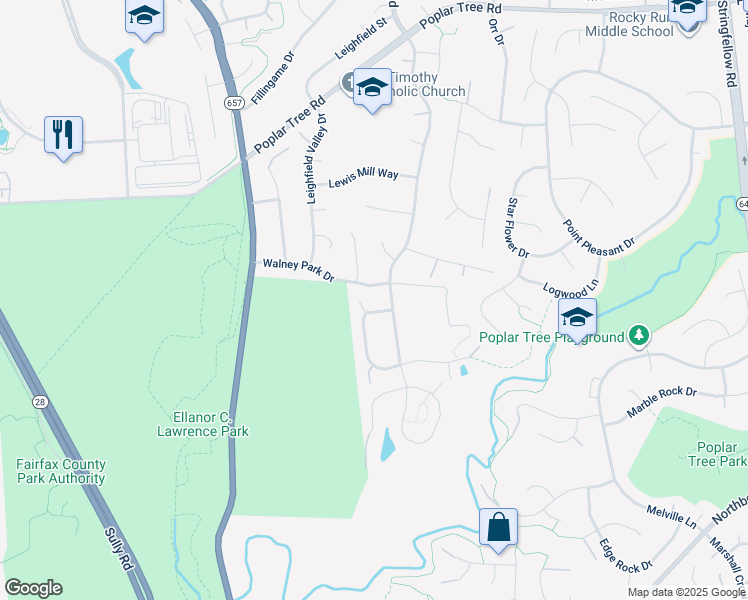 map of restaurants, bars, coffee shops, grocery stores, and more near 13881 Walney Park Drive in Chantilly