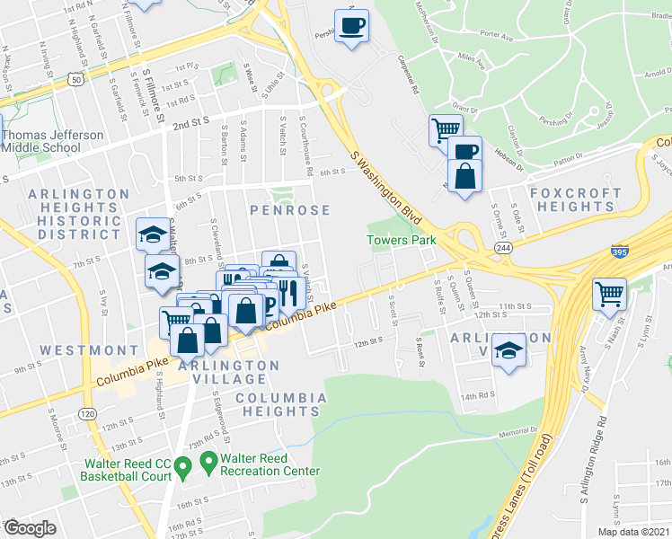 map of restaurants, bars, coffee shops, grocery stores, and more near 101 Independence Avenue Southeast in Washington
