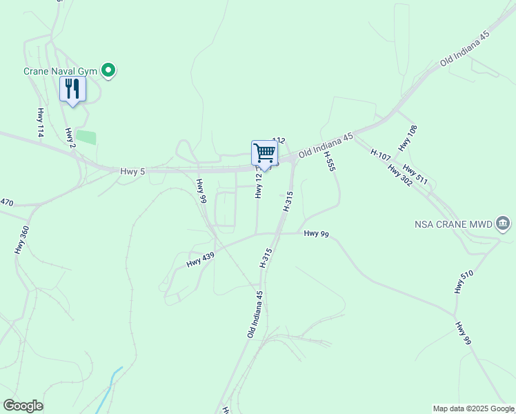 map of restaurants, bars, coffee shops, grocery stores, and more near in Naval Support Activity Crane