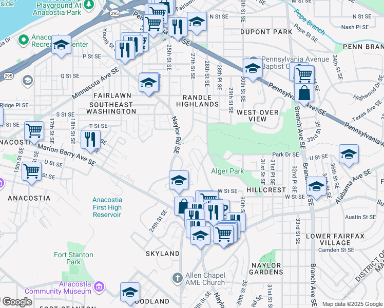 map of restaurants, bars, coffee shops, grocery stores, and more near 101 Independence Avenue Southeast in Washington