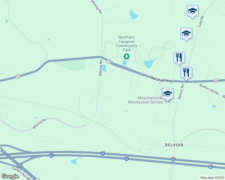 map of restaurants, bars, coffee shops, grocery stores, and more near 4175 Whiting Road in Marshall