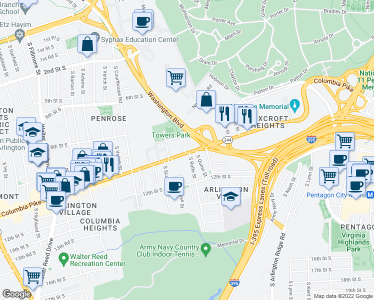 map of restaurants, bars, coffee shops, grocery stores, and more near 101 Independence Avenue Southeast in Washington