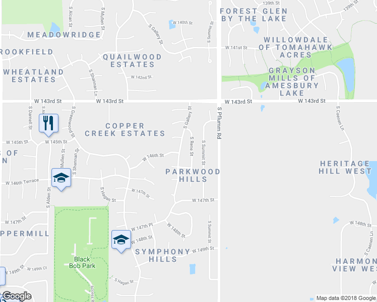 map of restaurants, bars, coffee shops, grocery stores, and more near 14598 South Rene Street in Olathe