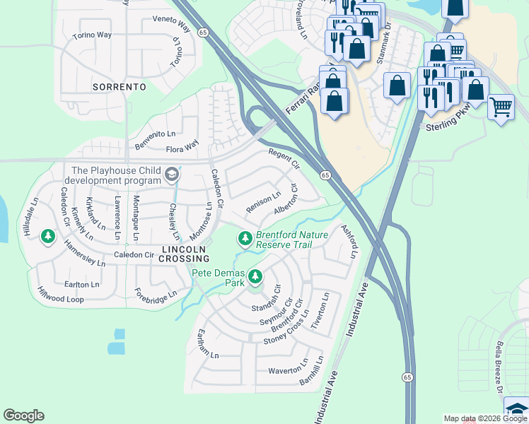 map of restaurants, bars, coffee shops, grocery stores, and more near 1318 Renison Lane in Lincoln