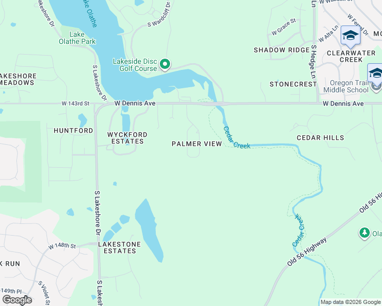 map of restaurants, bars, coffee shops, grocery stores, and more near 1111 South Palmer Drive in Olathe