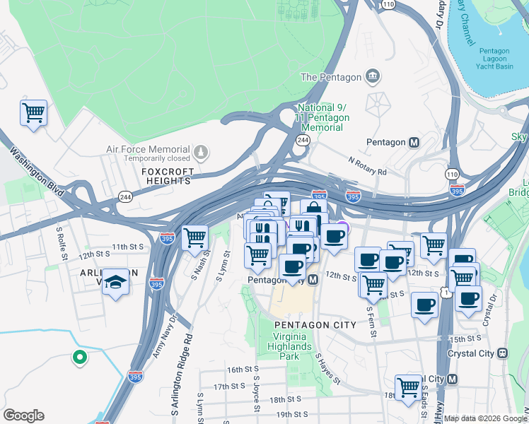 map of restaurants, bars, coffee shops, grocery stores, and more near 101 Independence Avenue Southeast in Washington