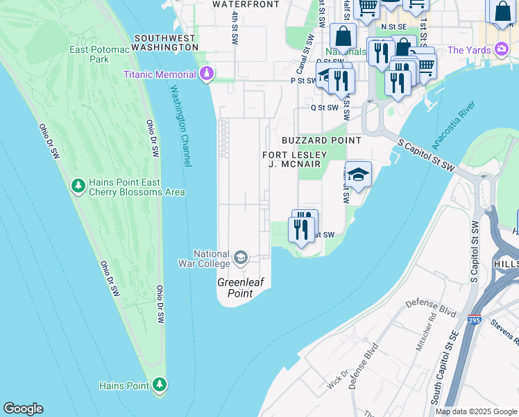 map of restaurants, bars, coffee shops, grocery stores, and more near 101 Independence Avenue Southeast in Washington