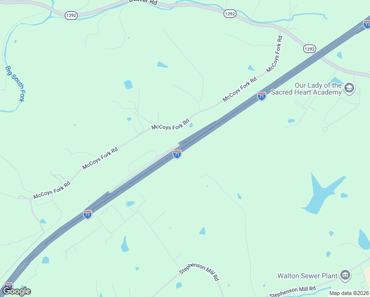 map of restaurants, bars, coffee shops, grocery stores, and more near Interstate 71 in Walton