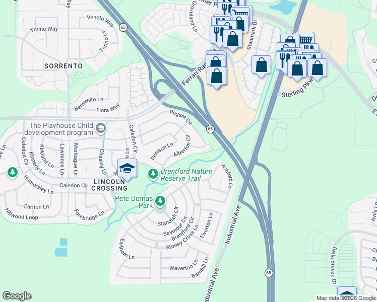map of restaurants, bars, coffee shops, grocery stores, and more near 1252 Regent Circle in Lincoln