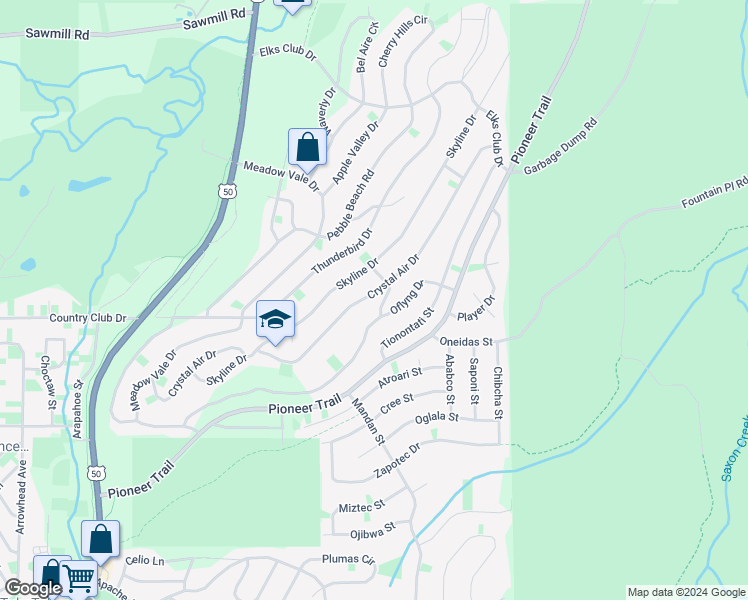 map of restaurants, bars, coffee shops, grocery stores, and more near 1641 Crystal Air Drive in South Lake Tahoe