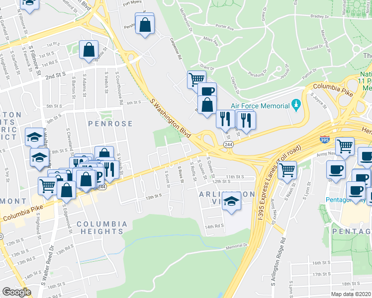 map of restaurants, bars, coffee shops, grocery stores, and more near 101 Independence Avenue Southeast in Washington